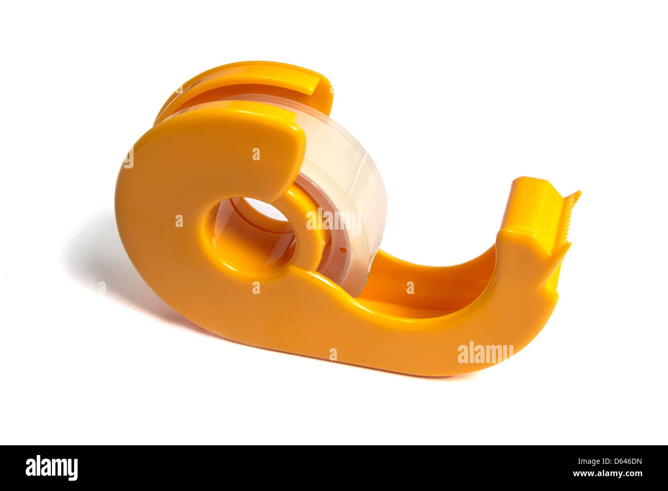 Yellow tape dispenser isolated on white background Stock Photo Alamy