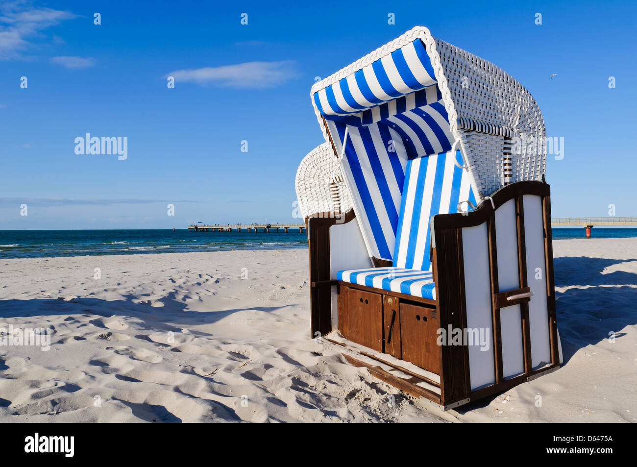 strandkorb (beach basket) in prerow at the baltic sea, germany Stock Photo