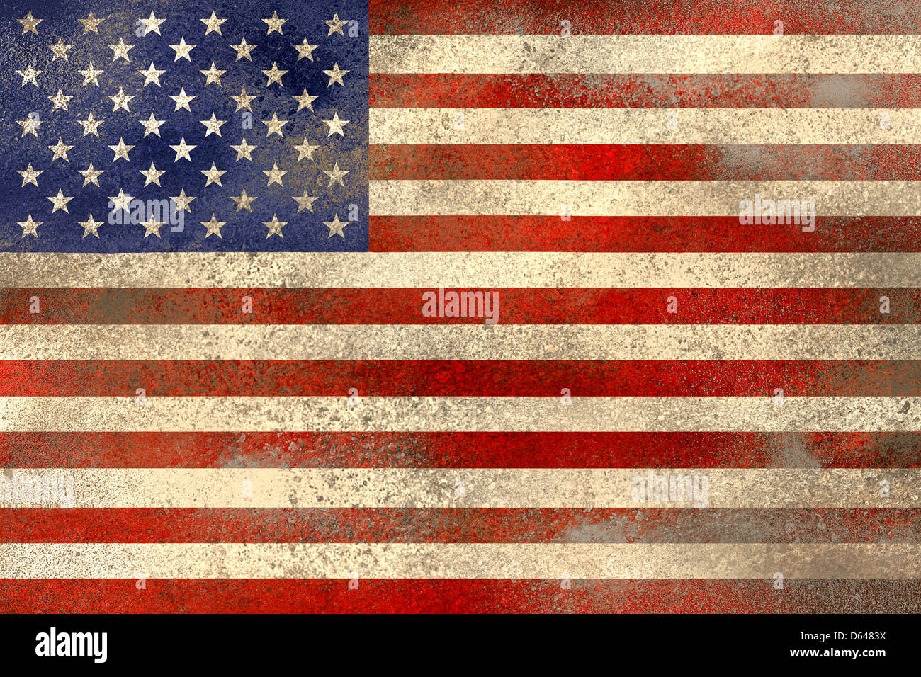 Used and filthy US flag Stock Photo