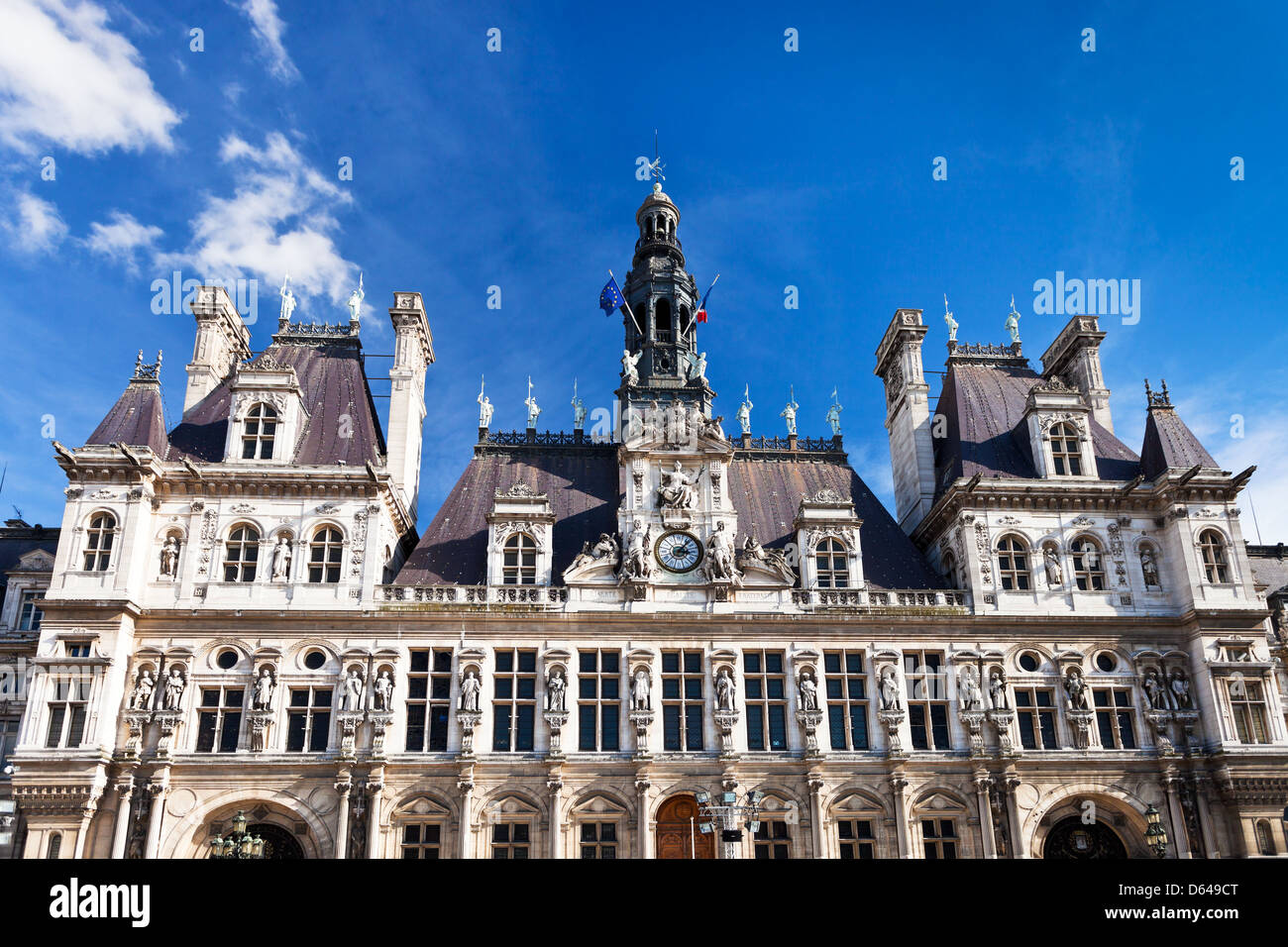 facade of palace Hotel de Ville (City Hall) in Paris , France Stock ...