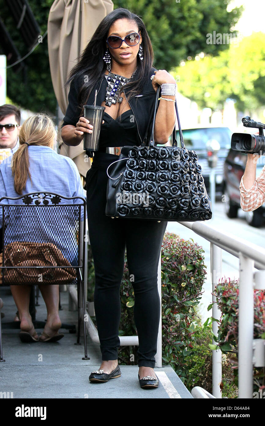 Serena Williams filming a reality show segment at Cuvee on