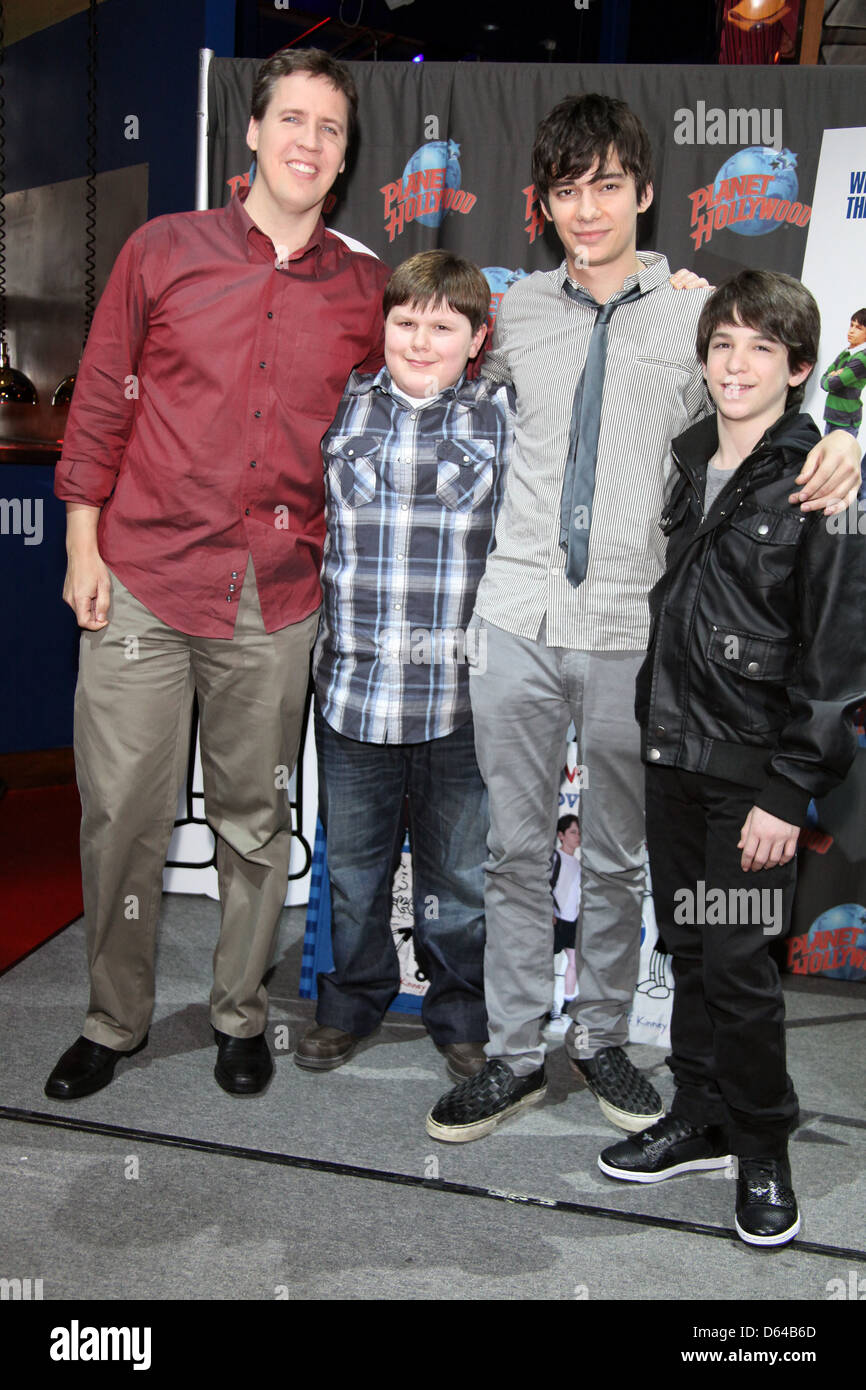 Author Jeff Kinney, Robert Capron, Devon Bostick and Zack Gordon Stars of 'Diary Of A Wimpy Kid: Rodrick Rules' visit Planet Stock Photo