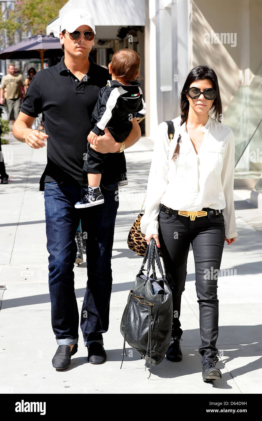 Scott Disick, Mason Dash Disick and Kourtney Kardashian Kourtney Kardashian  leaving La Scala restaurant after having lunch with Stock Photo - Alamy