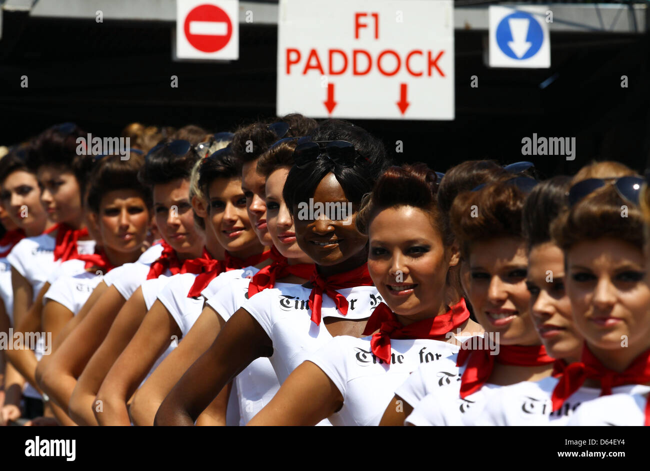 Grid Girls pose in the paddock at the F1 race track of Monte Carlo ...