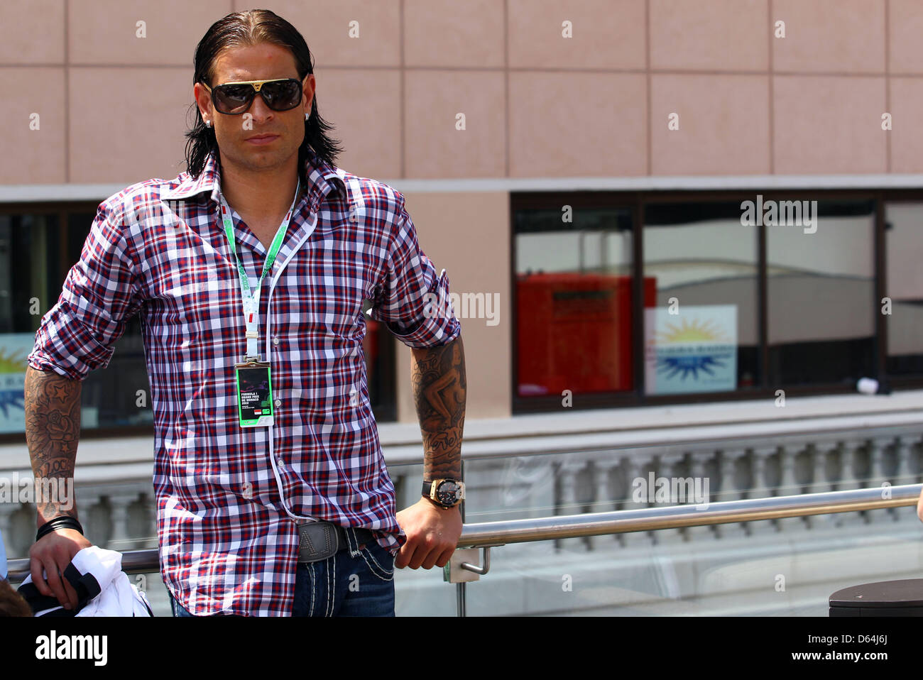 German national soccer player Tim Wiese before the start of the race at the F1 race track of Monte Carlo, Monaco, 27 May 2012. The Monaco Formula One Grand Prix is the sixth of 20 season races and go over 78 laps. Photo: Jens Buettner Stock Photo