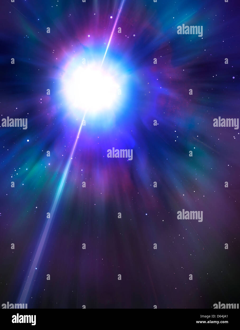 Artwork of a gamma-ray burster Stock Photo