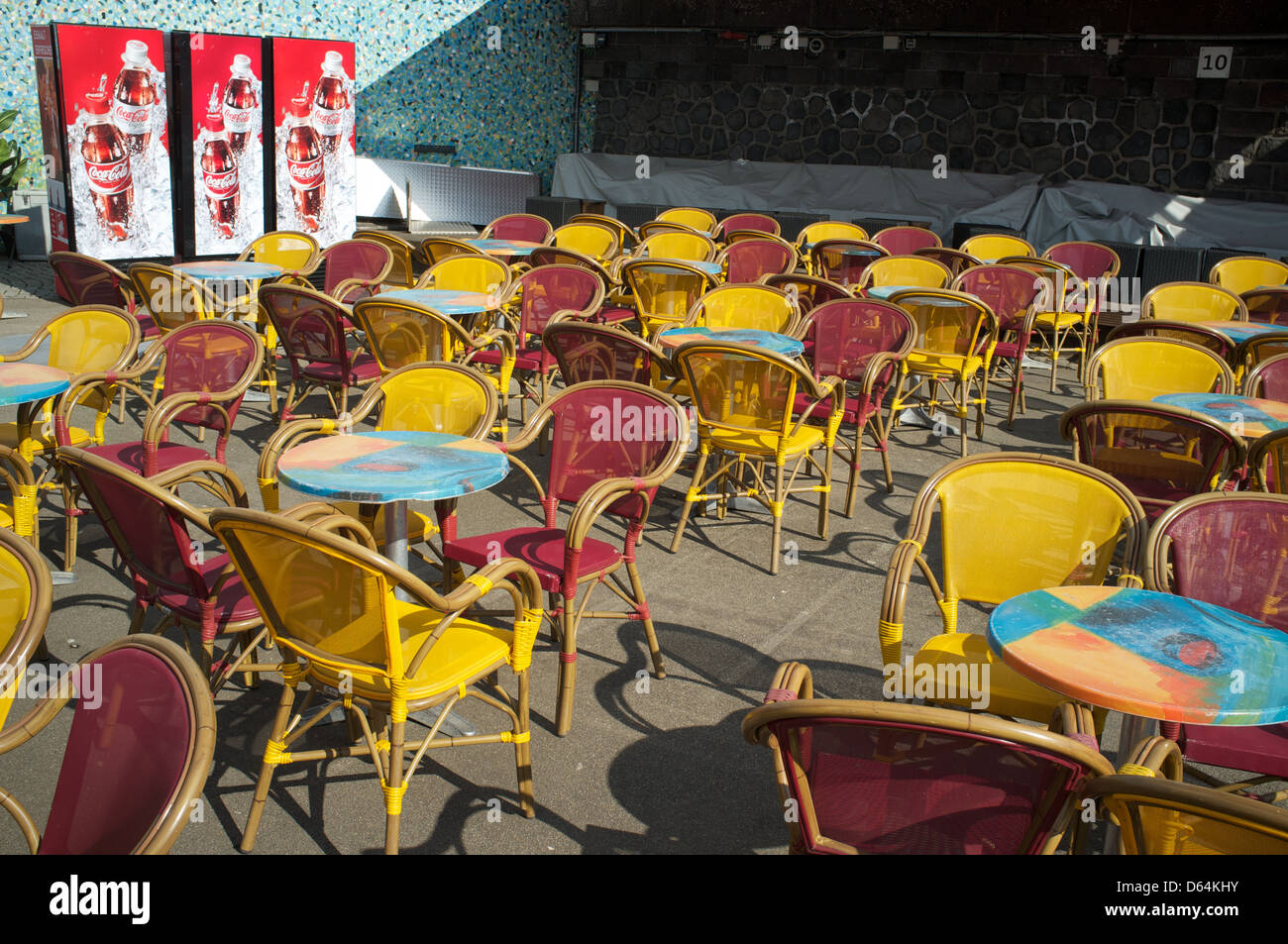 Empty seats at a cafe Stock Photo