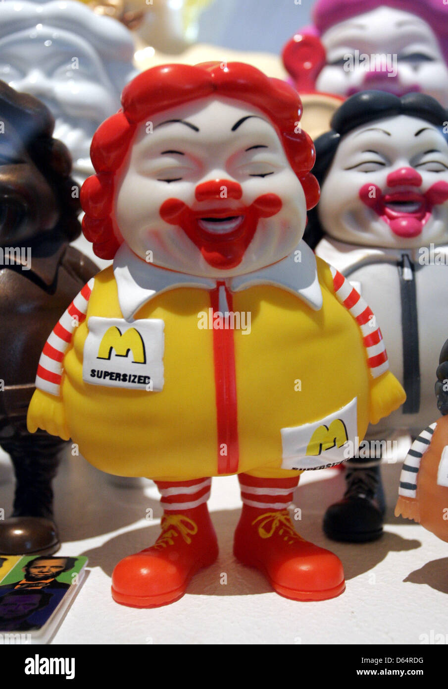 A figurine of Ronald McDonald is featured at the exhibition 'Art & Toys' with items of the collection of Selim Varol at the gallery me Collectors Room in Berlin, Germany, 24 May 2012. Photo: XAMAX Stock Photo