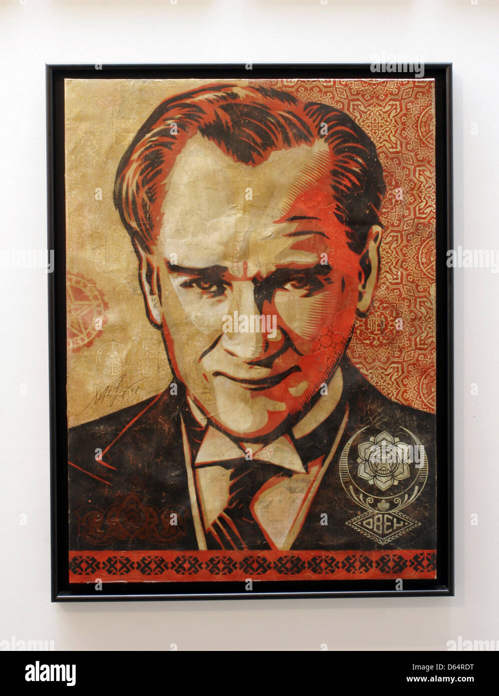 The work Mustafa Kemal Ataturk by Shepard Fairey  is featured at the exhibition 'Art & Toys' with items of the collection of Selim Varol at gallery me Collectors Room in Berlin, Germany, 24 May 2012. Photo: XAMAX Stock Photo