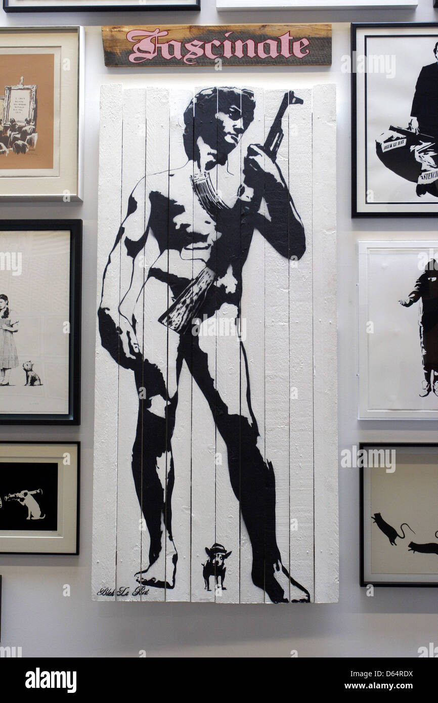 The work David with Kalashnikov by artist Blek le Rat is featured at the exhibition 'Art & Toys' with items of the collection of Selim Varol at gallery me Collectors Room in Berlin, Germany, 24 May 2012. Photo: XAMAX Stock Photo