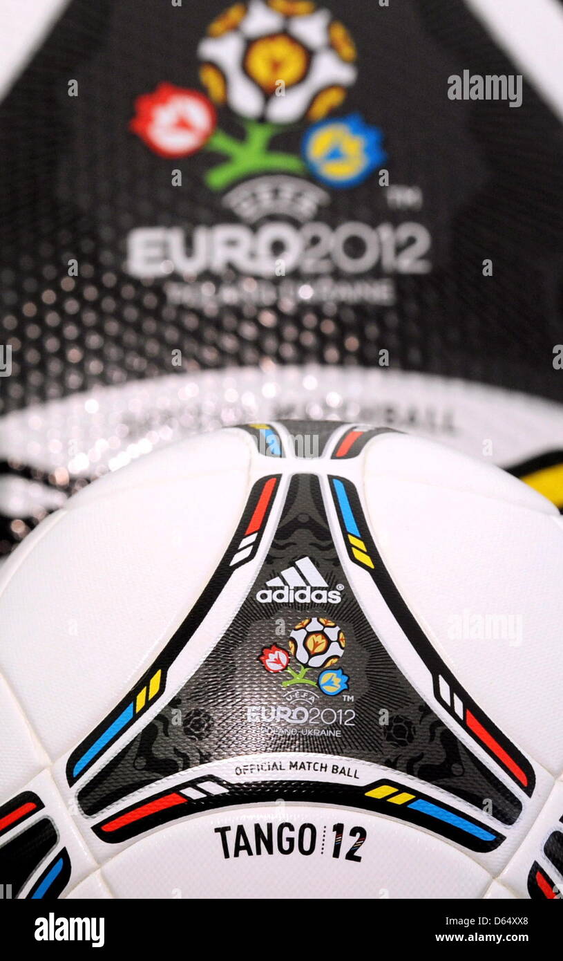 Adidas inovation designer Klaus Rolshoven (not pictured) presents the  official Euro 2012 ball 'Tango 12' during a press conference of Adidas at  hotel Dwor Oliwski in Gdansk, Poland, 6 June 2012. The