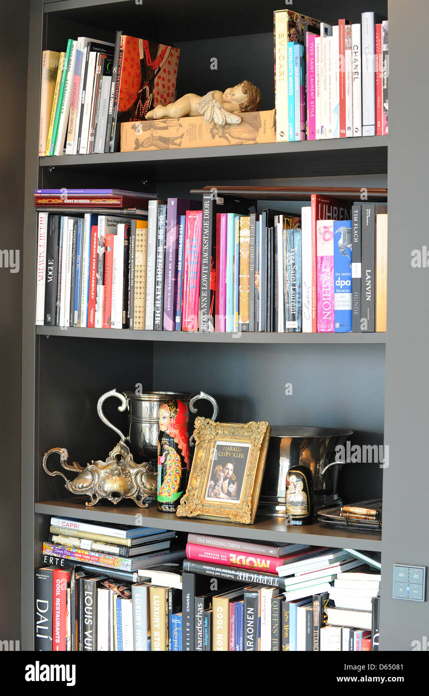 A hardback edition of dpa's 'Grosses dpa Bildarchiv' (dpa's large picture  archive compendium) stands in a bookshelf in the 1,400 square meter  penthouse of German fashion designer Harald Glööckler in central Berlin,