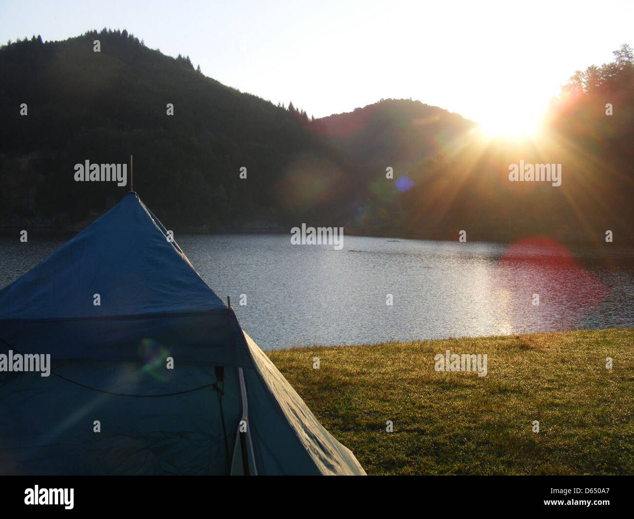 Tent Camping on Mountain Stock Photo - Alamy
