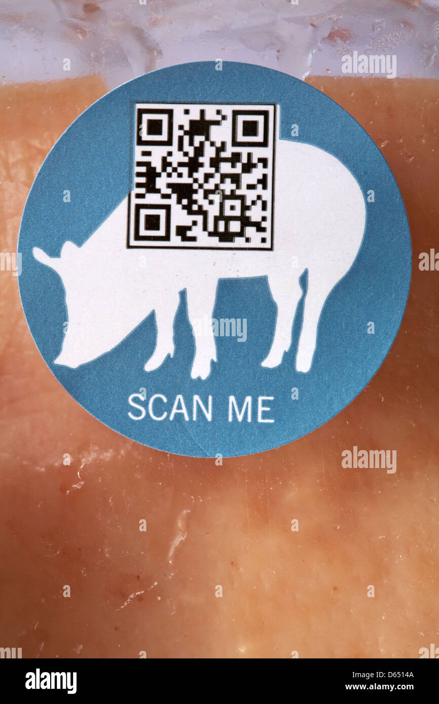 scan me sticker qr code qr-code quick response code pack of pork belly Stock Photo -