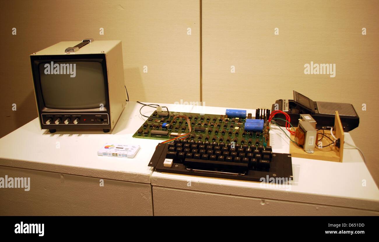 An "Apple I" computer sits in Sotheby's auction house in New York, USA