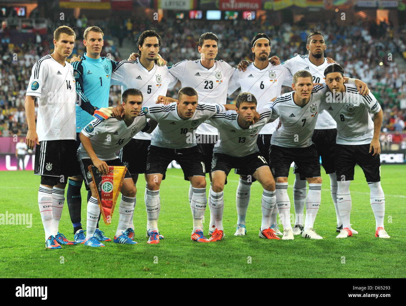 Germany's starting line-up before UEFA EURO 2012 group B soccer match ...