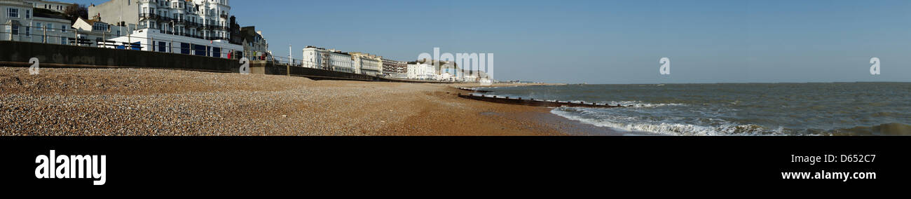 hastings seafront waves beach castle apartments Stock Photo