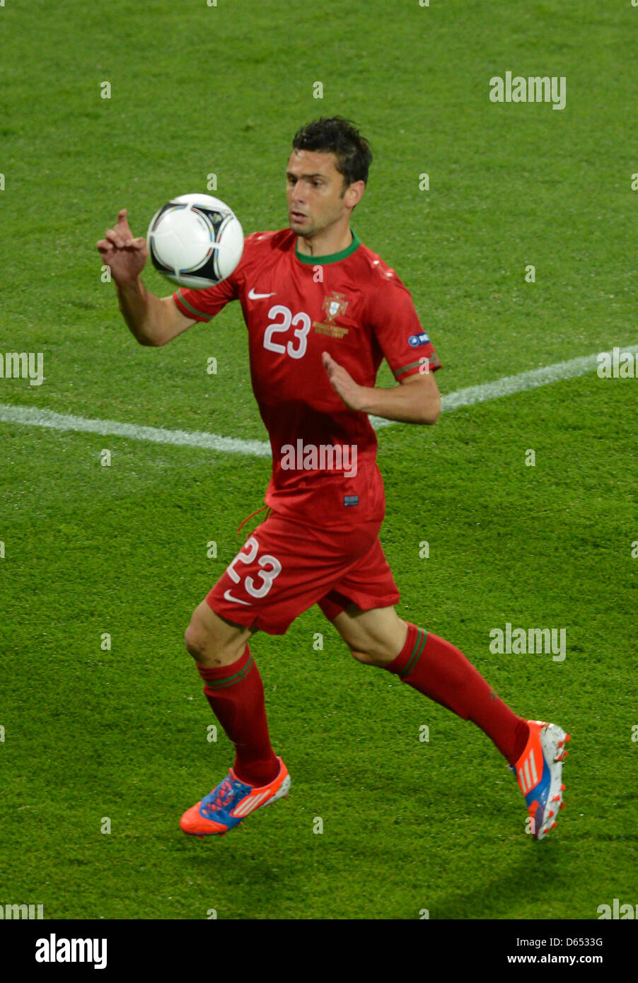 Portugal's Helder Postiga in action during UEFA EURO 2012 group B soccer match Germany vs Portugal at Arena Lviv in Lviv, the Ukraine, 09 June 2012. Photo: Marcus Brandt dpa (Please refer to chapters 7 and 8 of http://dpaq.de/Ziovh for UEFA Euro 2012 Terms & Conditions) Stock Photo