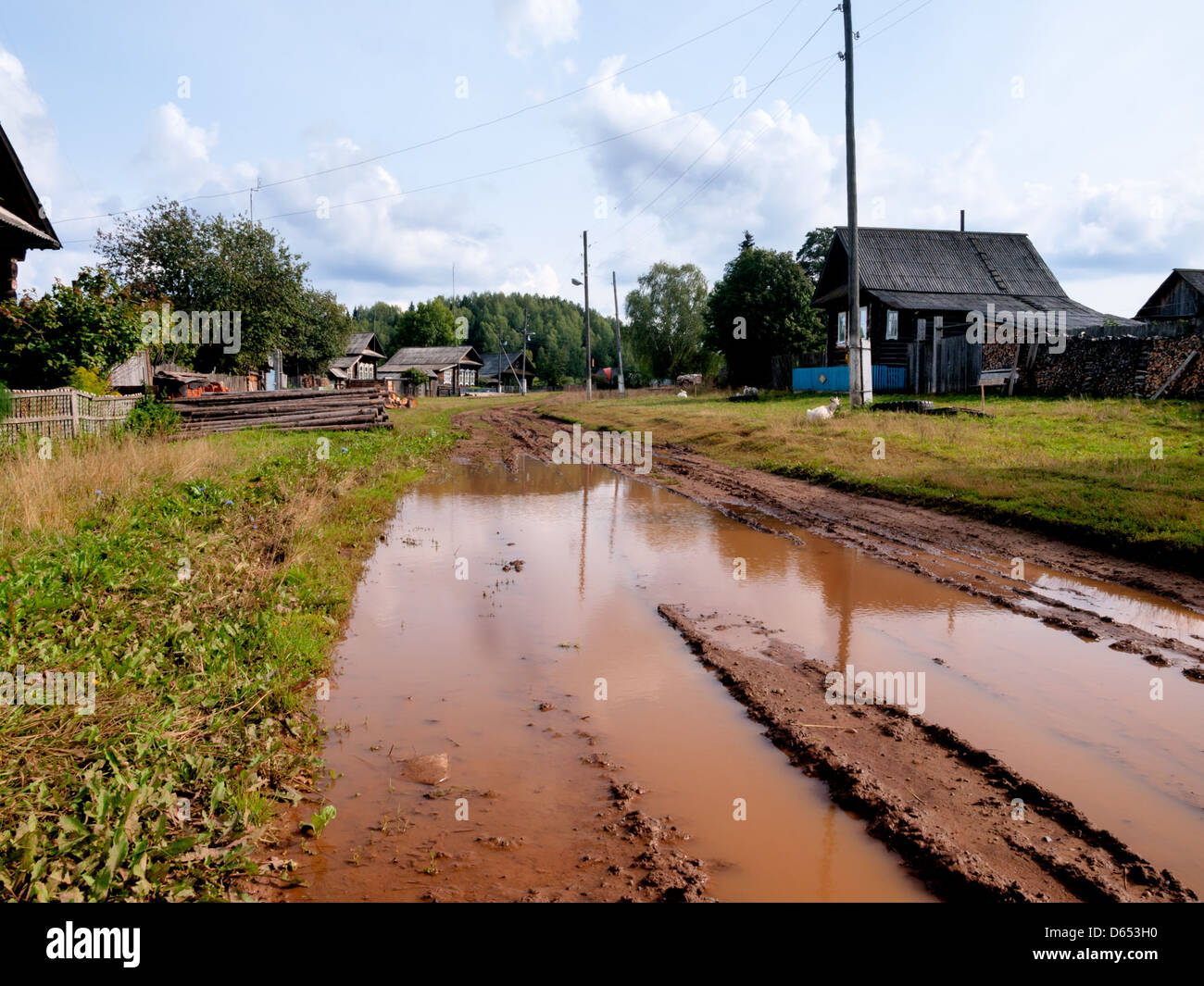 Off-road in the Russian village Stock Photo