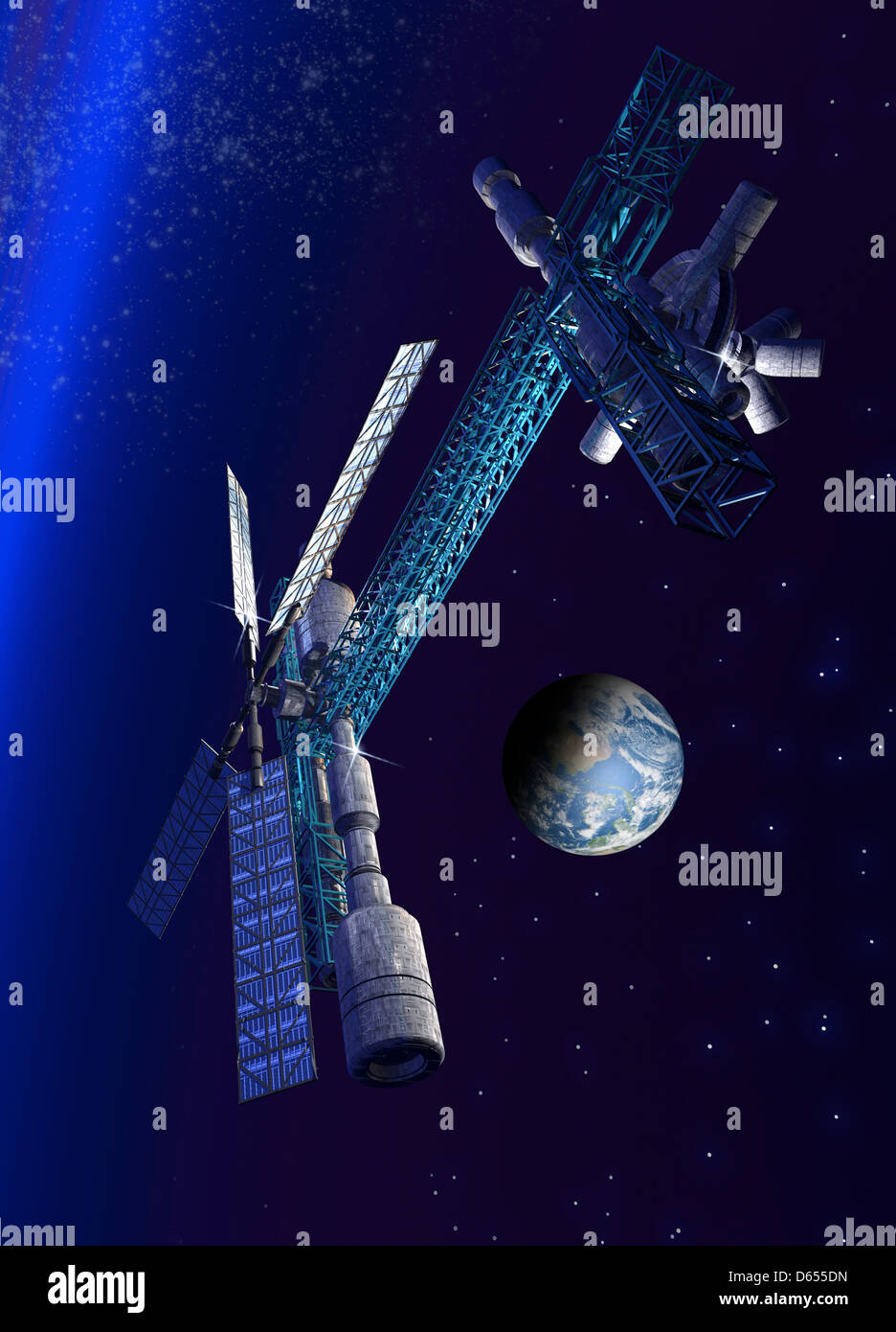 Futuristic space station, artwork Stock Photo