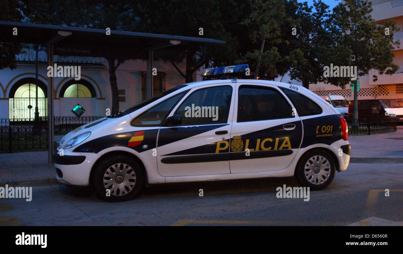 Spanish police parked up left empty turned off Stock Photo