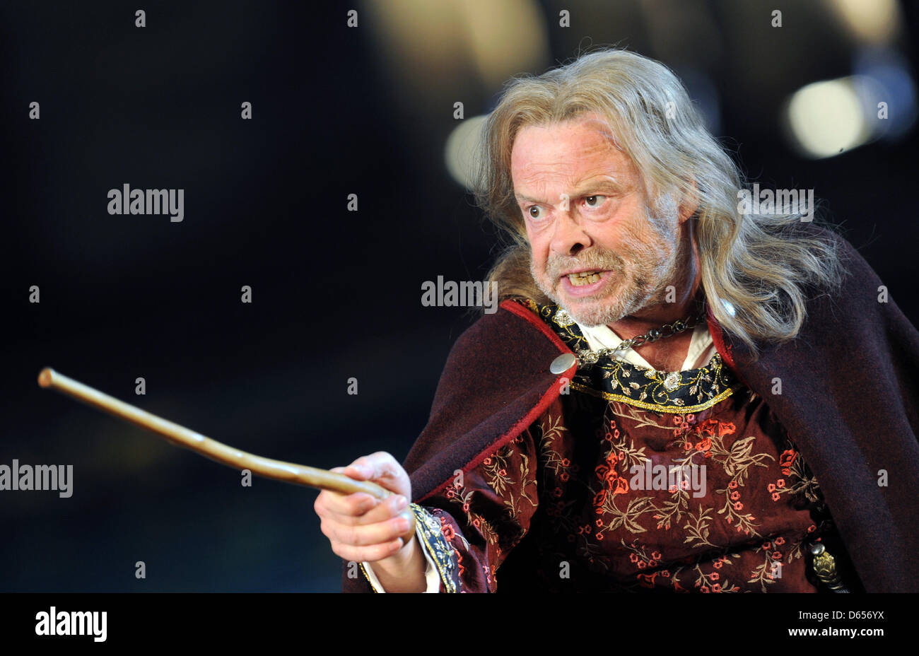 Actor Volker Lechtenbrink as King Lear and performs the play 'King Lear' during a photo rehearsal at the Bad Hersfeld Festival in Bad Hersfeld, Germany, 12 June 2012. The Shakespeare tragedy in a production by Volker Lechtenbrink will premiere on 15 June 2012 at the 62nd Bad Hersfeld FGestival. Photo: UWE ZUCCHI Stock Photo