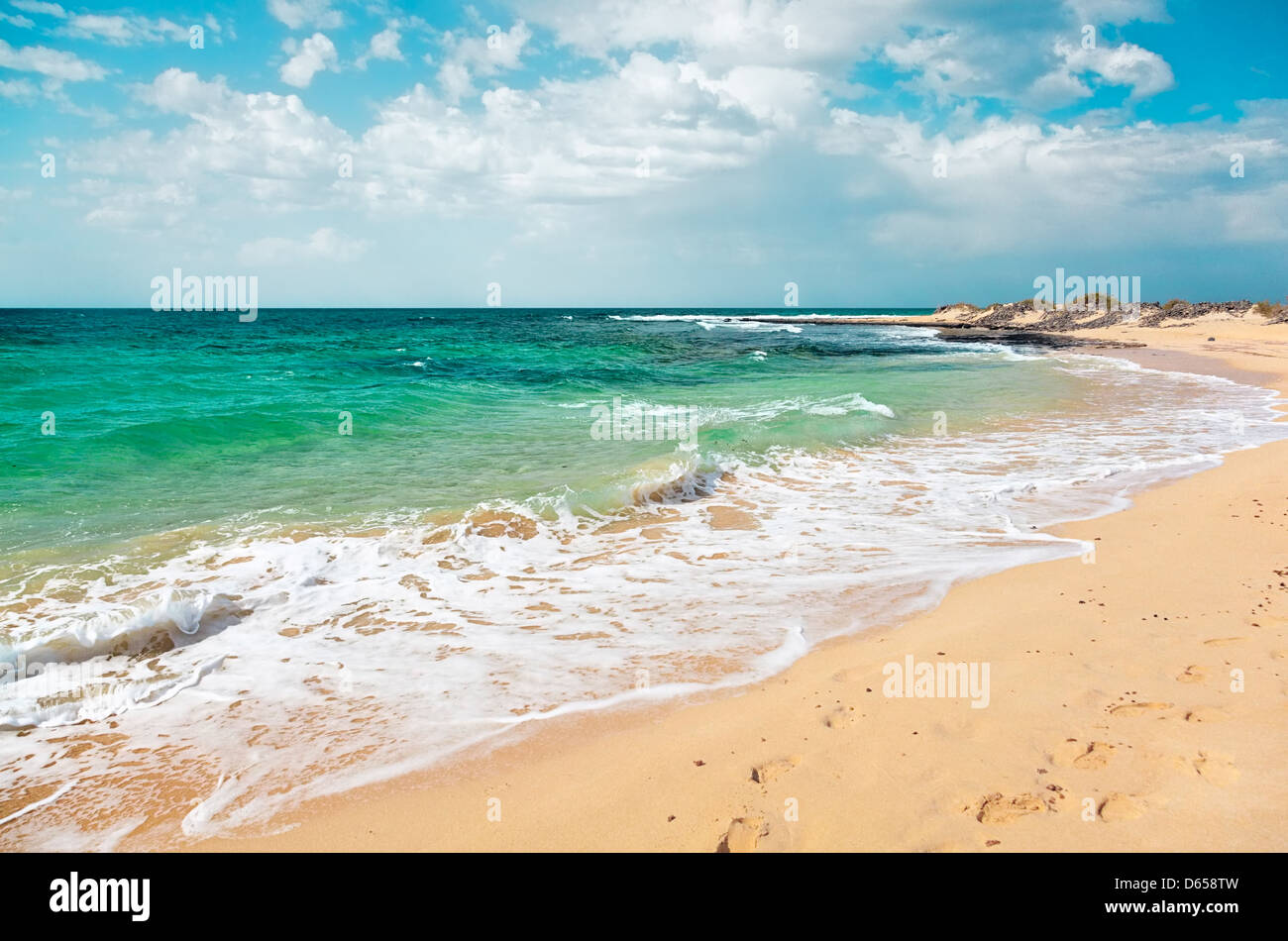 Sandy beach on the Atlantic coast the Canary Islands Stock Photo