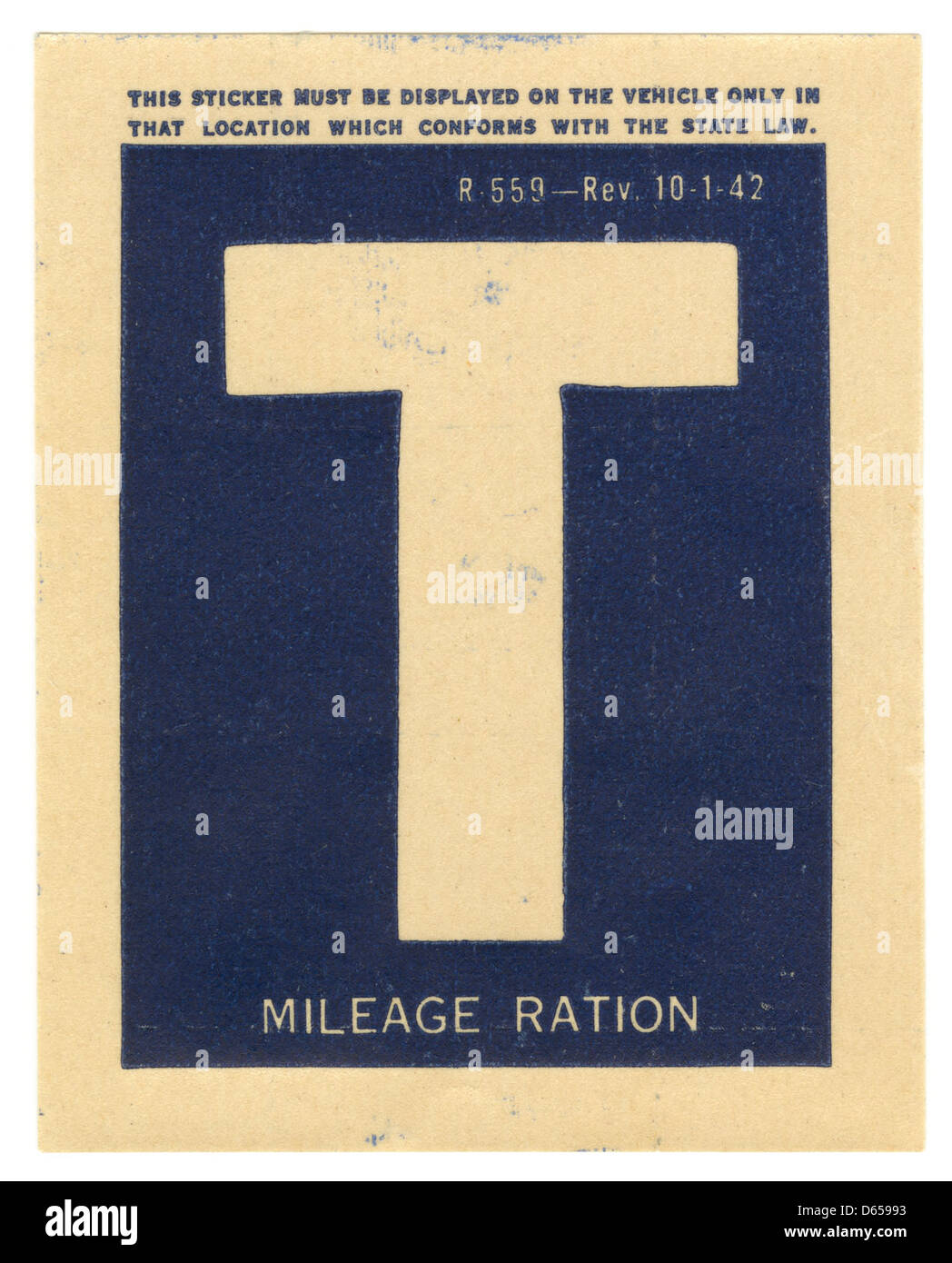 WW 2 Mileage Ration card, 1942 Stock Photo - Alamy