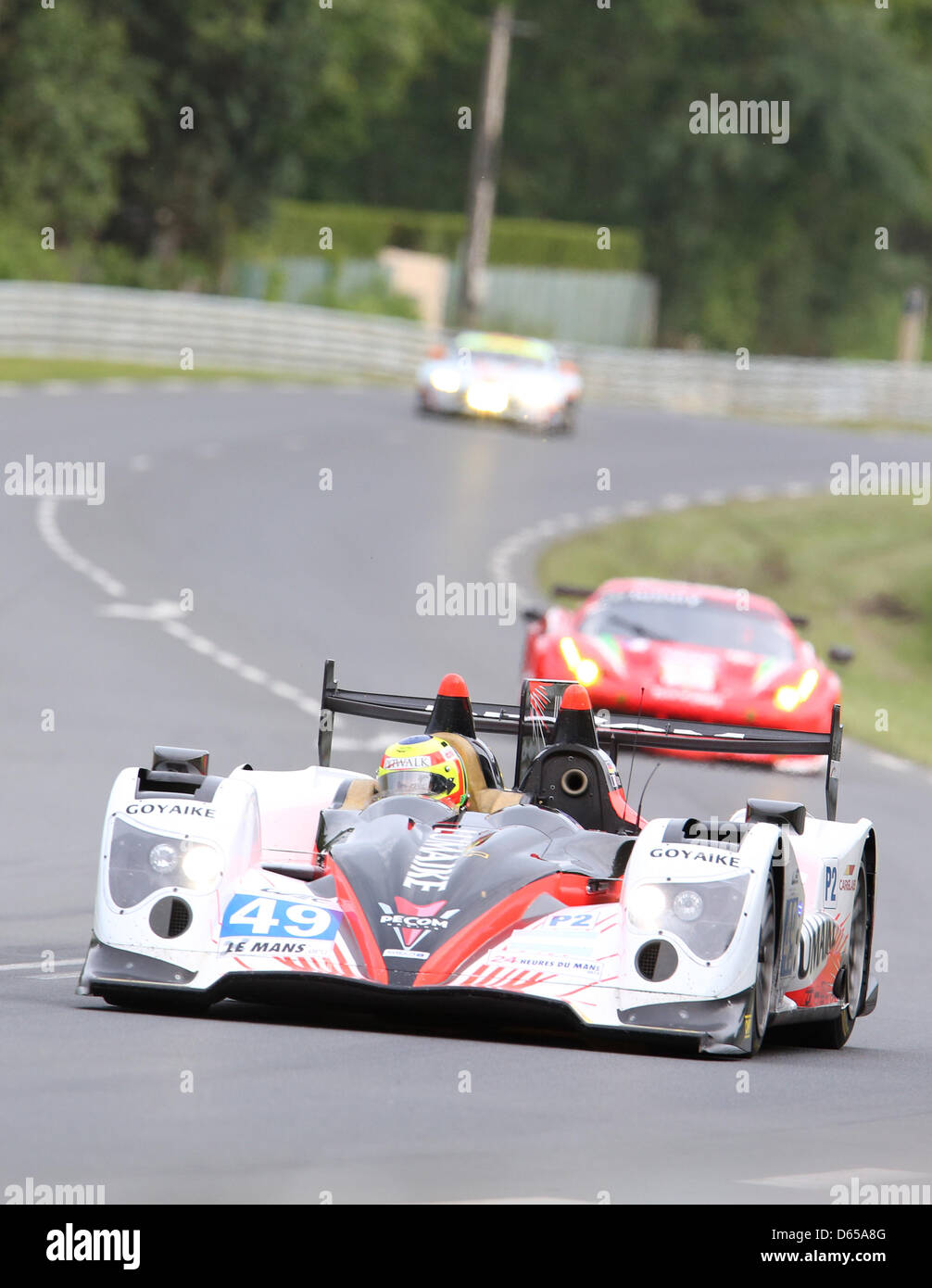 The LMP2 class Oreca 03 of Pecom Racing with drivers Luis Perez-Compac, Pierre Kaffer and Soheil Ayari in action during the qualifying for the 80th 24 Hours Race of Le Mans on the Circuit de la Sarthe in Le Mans, France 14 June 2012. Photo: Florian Schuh dpa Stock Photo