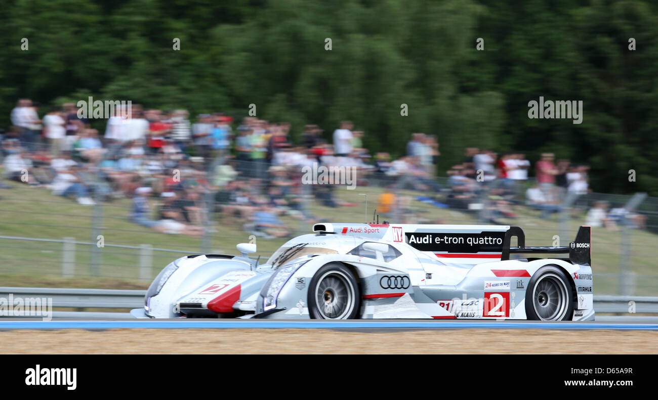 The LMP1 class Audi R18 e-tron quattro hybrid of Audi Sport Team Joest ...