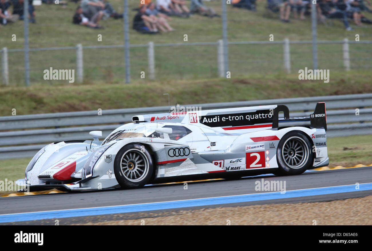 The LMP1 class Audi R18 e-tron quattro hybrid of Audi Sport Team Joest ...