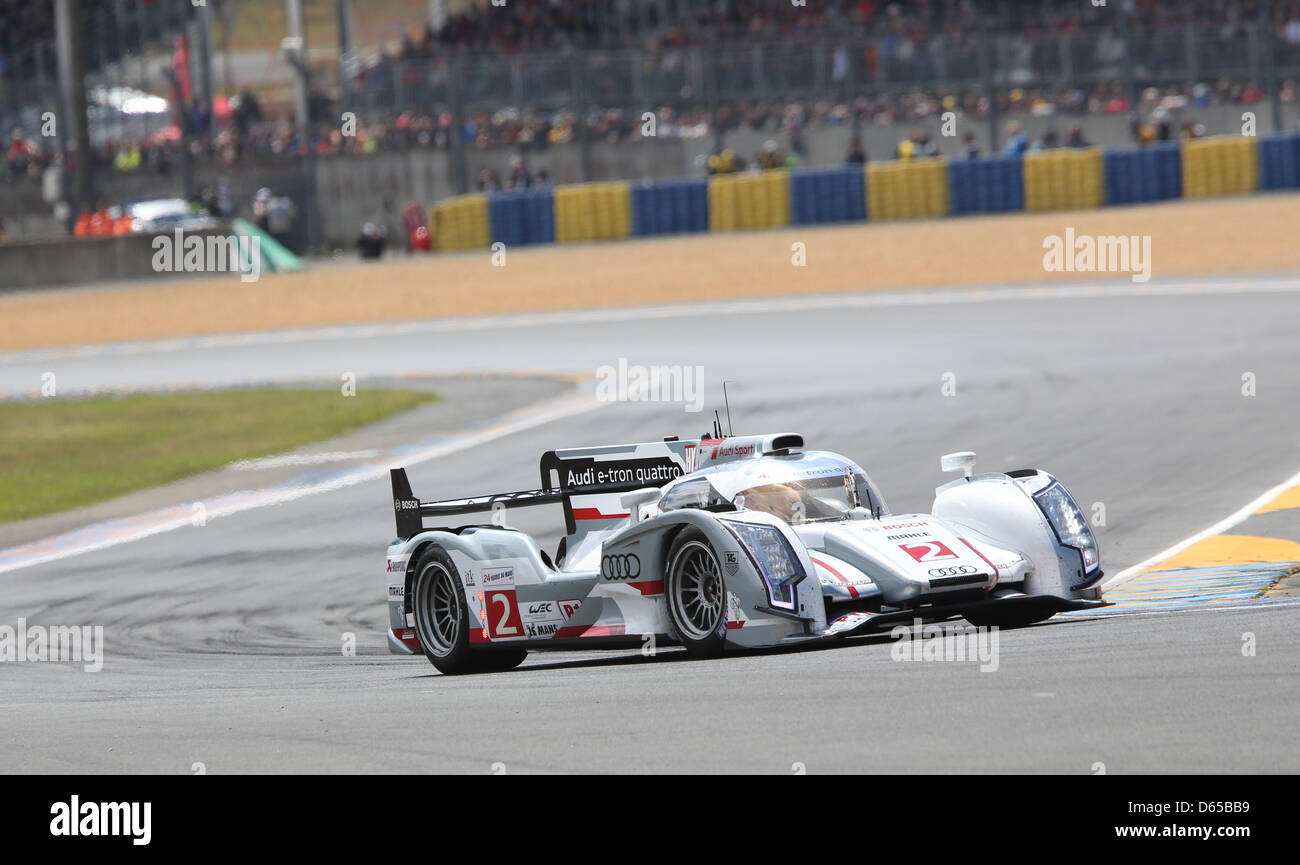 The LMP1 class Audi R18 e-tron quattro hybrid of Audi Sport Team Joest ...