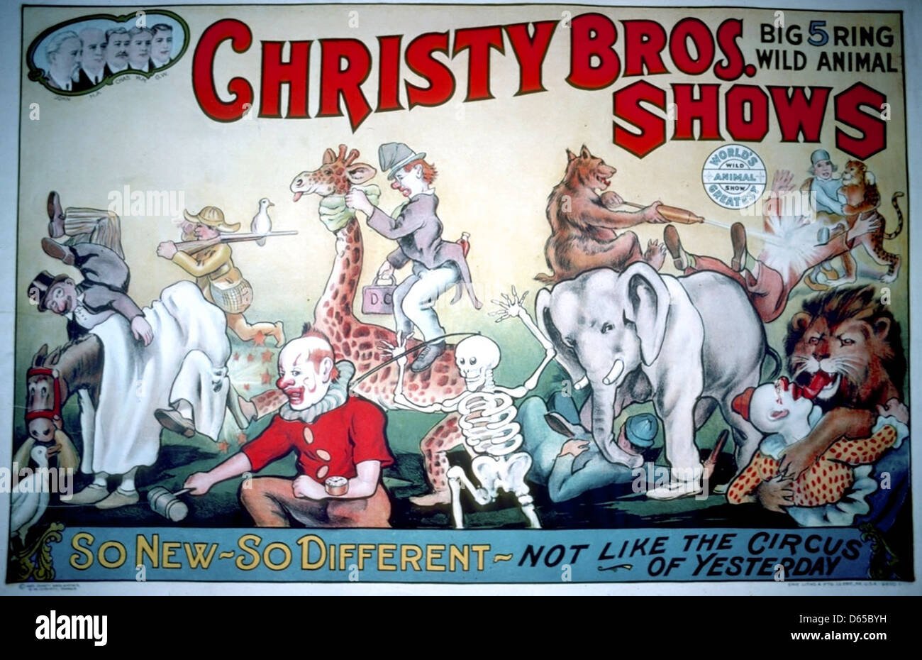 This vintage circus poster depicts an advertisement for a modern circus ...