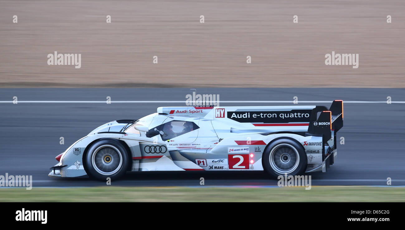 The LMP1 class Audi R18 e-tron quattro hybrid of Audi Sport Team Joest ...