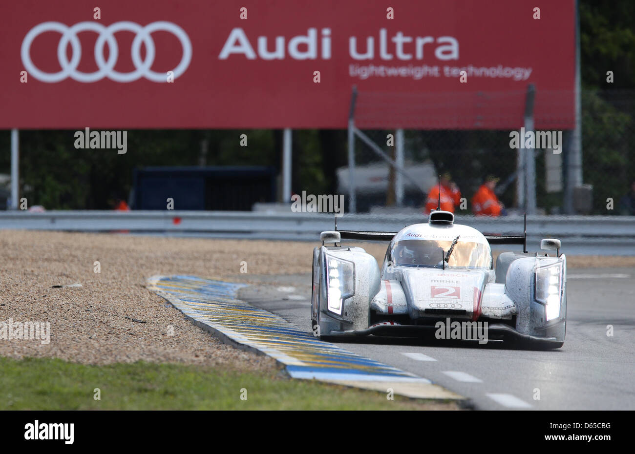 The LMP1 class Audi R18 e-tron quattro hybrid of Audi Sport Team Joest ...