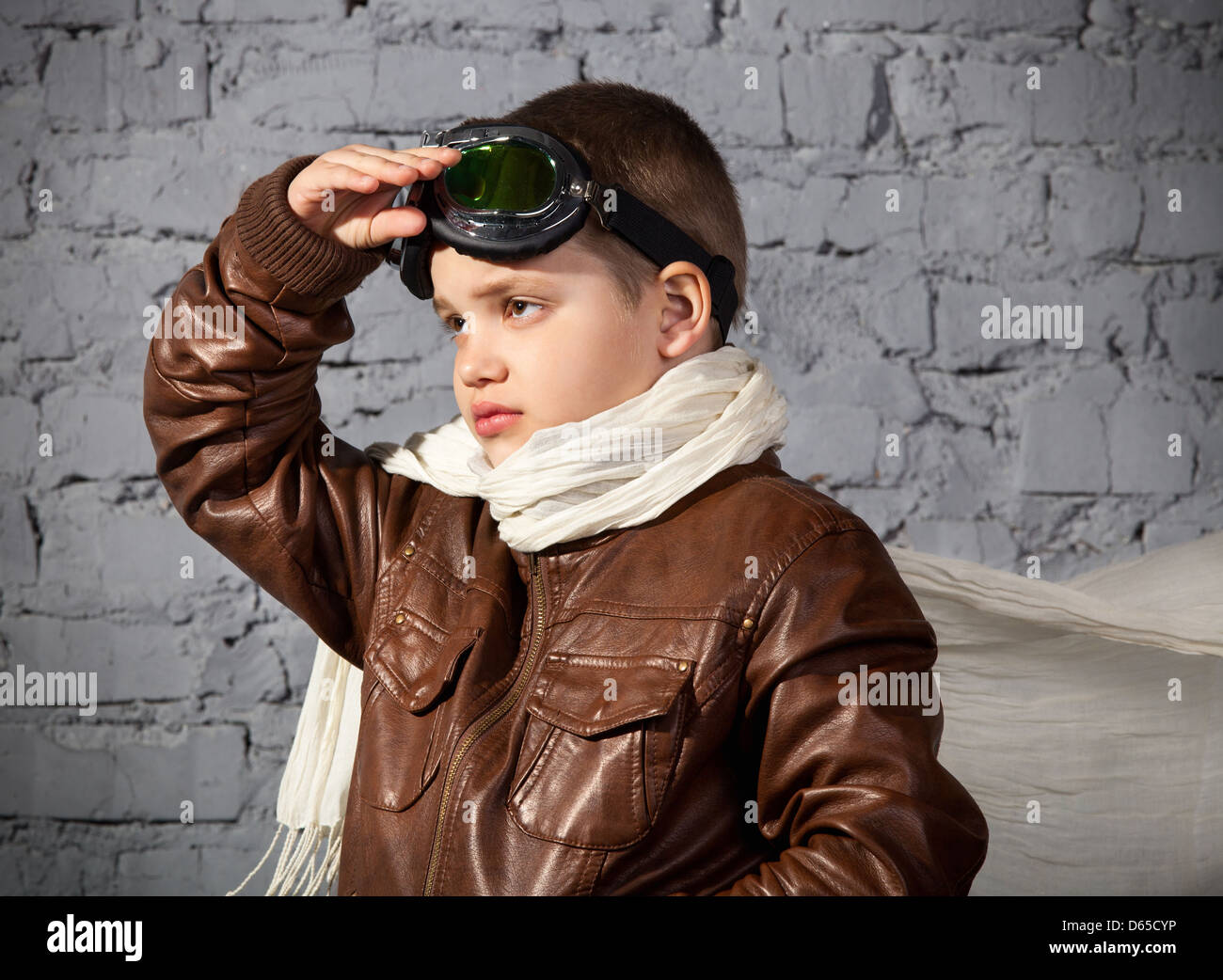 Little boy dreaming of becoming a pilot Stock Photo - Alamy
