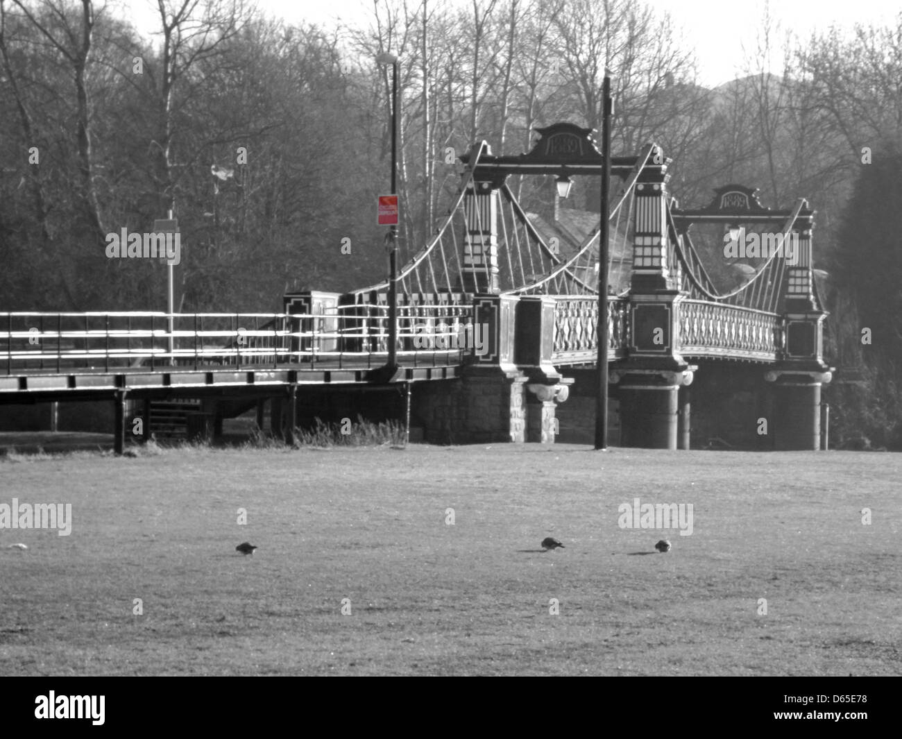 Ferry Bridge Burton on Trent one colour Washlands River Trent Stock