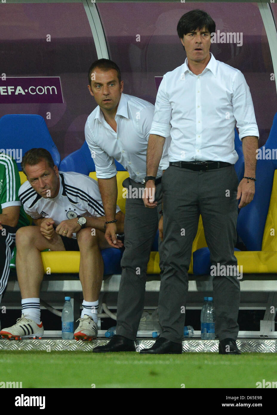 Germany S Head Coach Joachim Loew R L Assistant Coach Hansi Flick Stock Photo Alamy