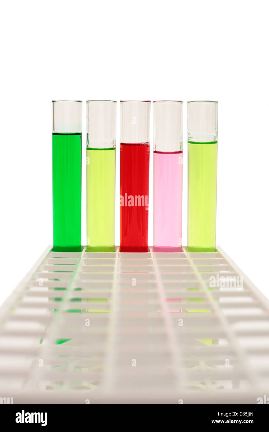 Colorful test tubes in a rack Stock Photo Alamy