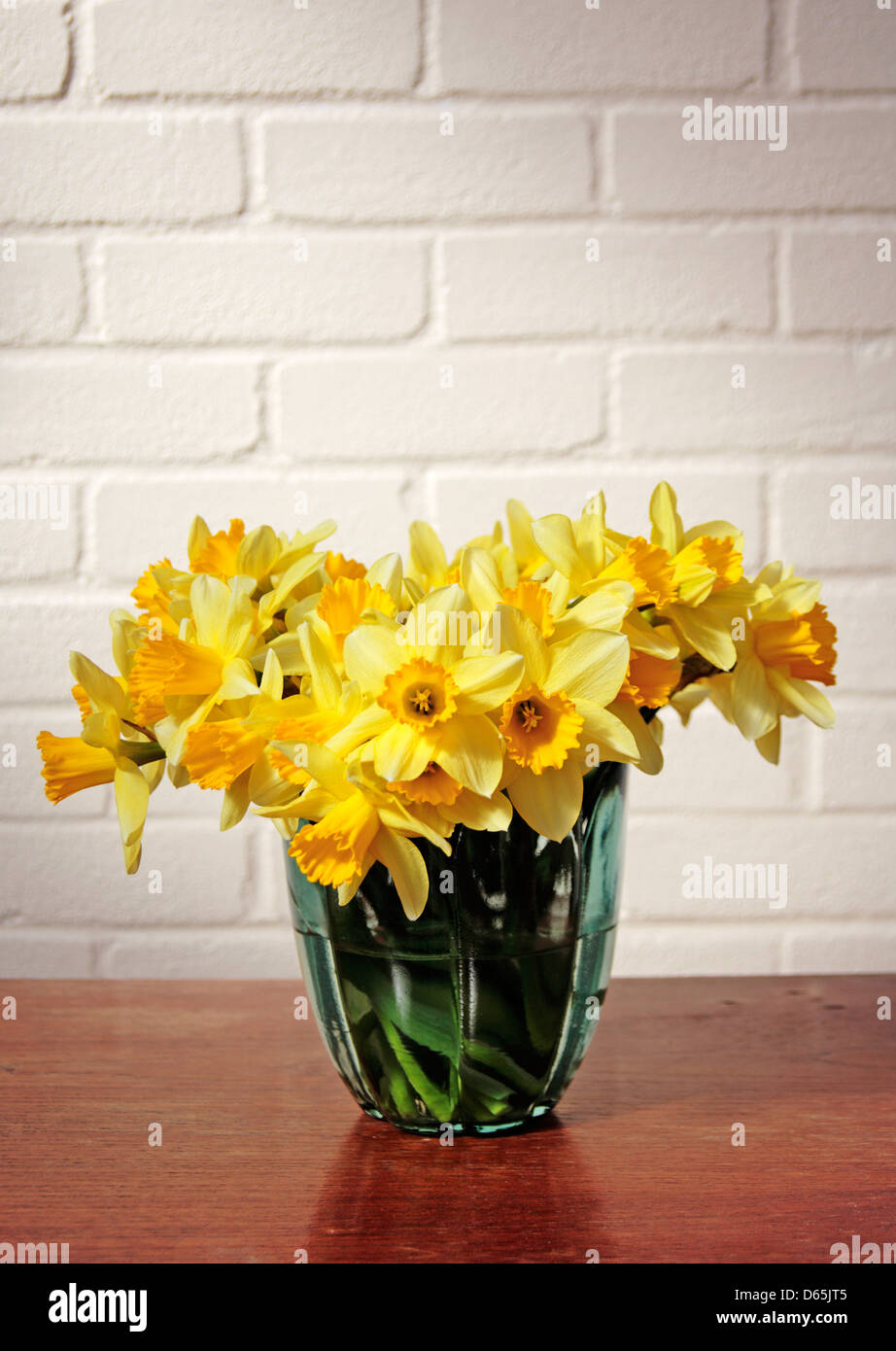 A still life portrait of a vase of daffodils Stock Photo - Alamy