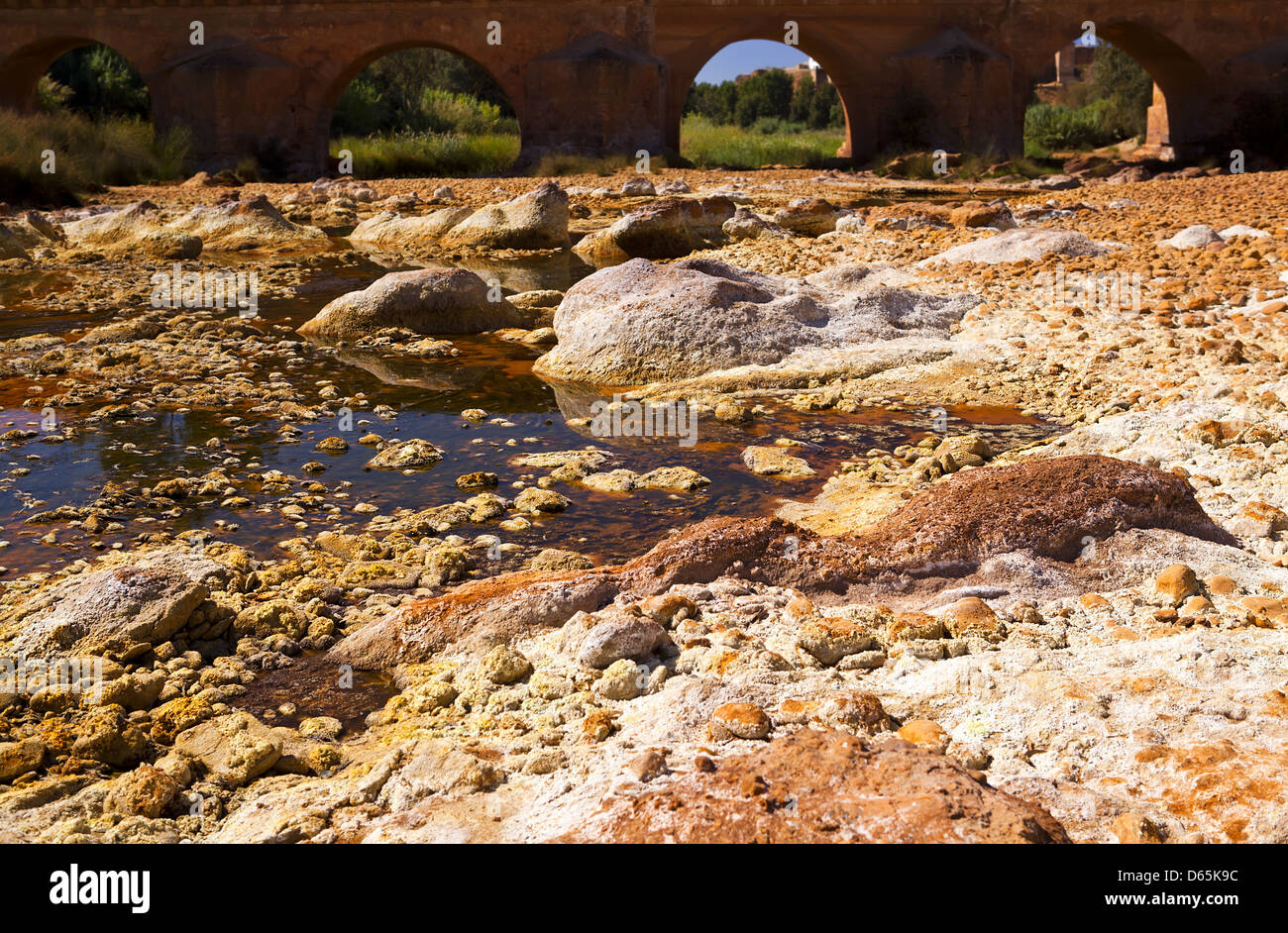 bridge over rio (river) Tinto in Niebla Stock Photo
