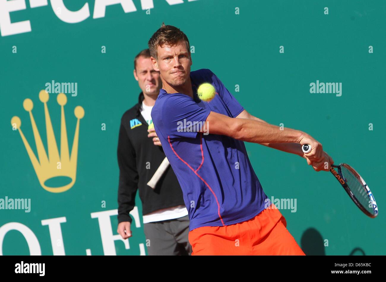 TOMAS BERDYCH PRACTICES CZECH REP (UK USE ONLY) MONTE CARLO  FRANCE 10 April 2013 Stock Photo