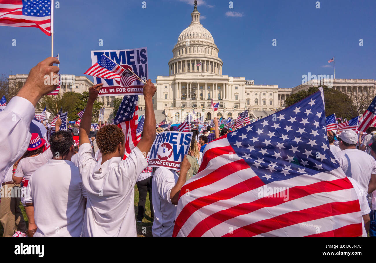 Washington DC, USA. 10th April 2013. Immigration reform rally at U.S. Capitol. Credit: Rob Crandall / Alamy Live News Stock Photo