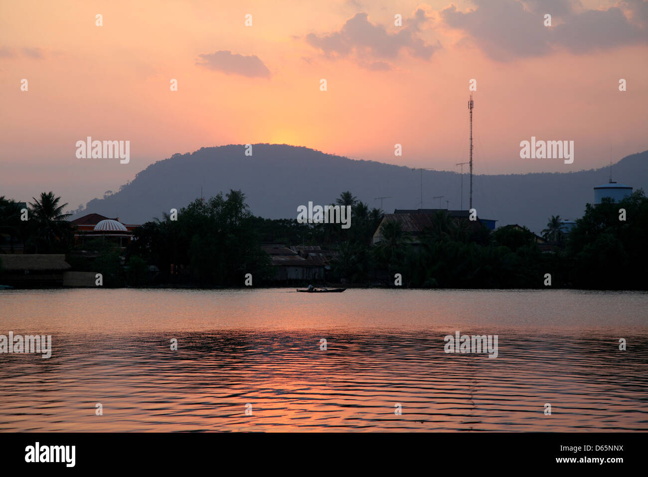 Sunset in Kampot Stock Photo