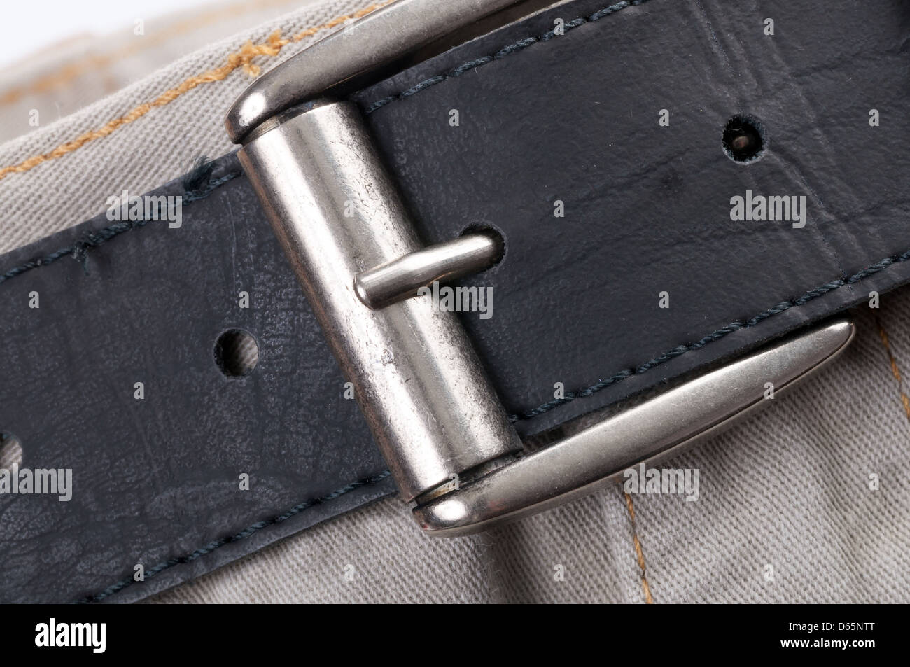 Fasten belt on bright jeans close up Stock Photo Alamy