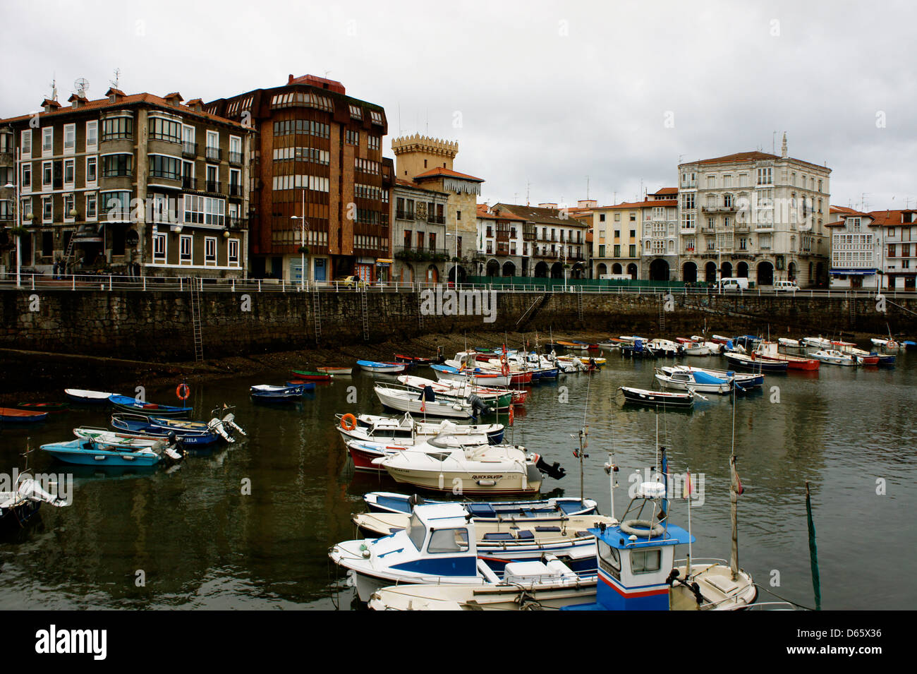 Image taken on a trip to Spain of little fishing village just off the city of Bilbao. This was their harbor. Canon EOS 20D. Stock Photo