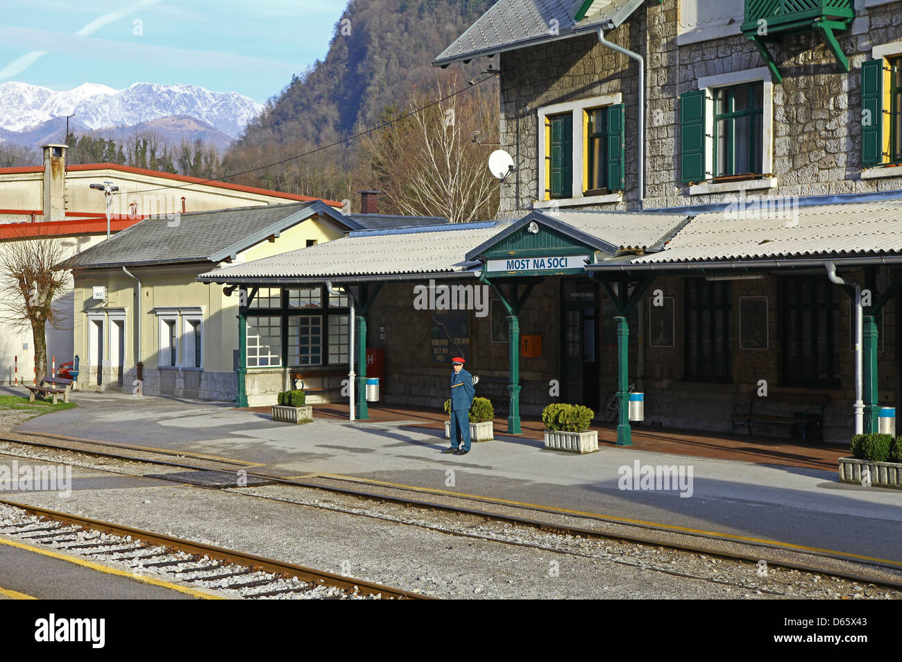 Most Na Soci railway station Bled Slovenia Stock Photo Alamy