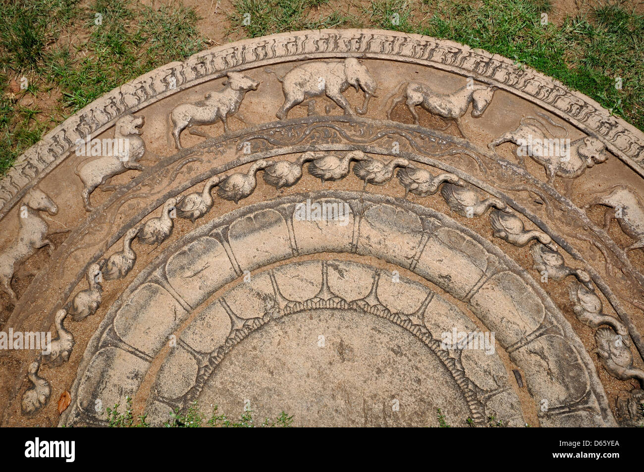 Detail of a moonstone in Anuradhapura, Sri Lanka Stock Photo Alamy
