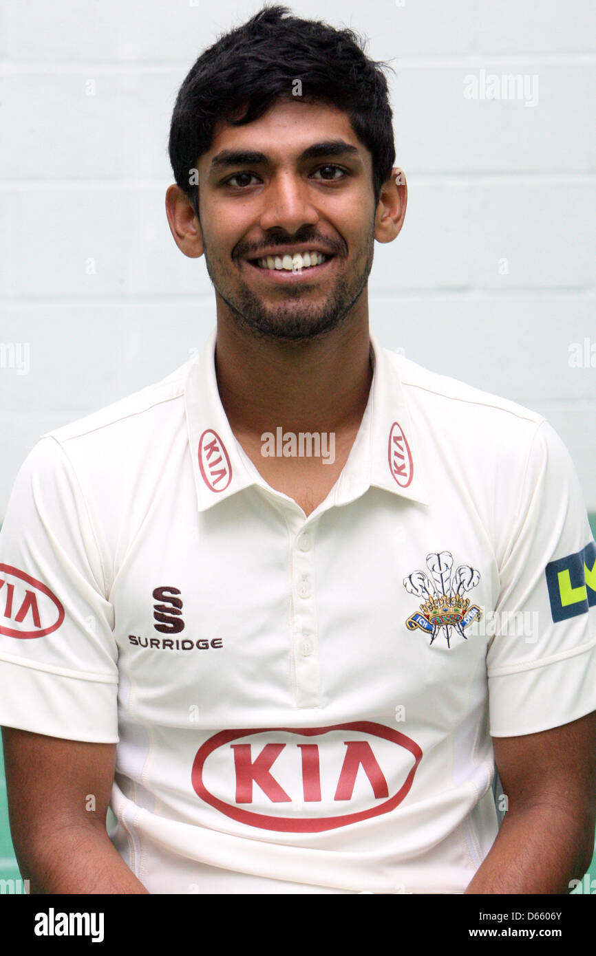 London, England, UK. 12th April 2013.   Arun Harinath of Surrey CCC during the Surrey Media day from the Oval. Credit: Action Plus Sports Images / Alamy Live News Stock Photo