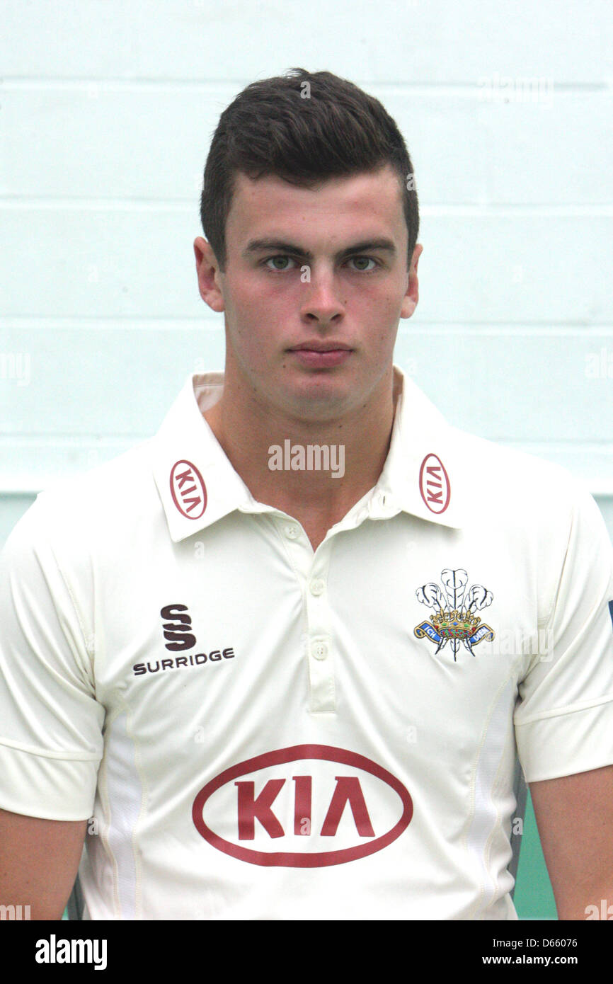 London, England, UK. 12th April 2013.   Dominic Sibley of Surrey CCCof Surrey CCC during the Surrey Media day from the Oval. Credit: Action Plus Sports Images / Alamy Live News Stock Photo